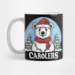 Polar bears, caroling, Christmas, snow, Arctic, holiday, festive, singing, scarves, adorable Mug